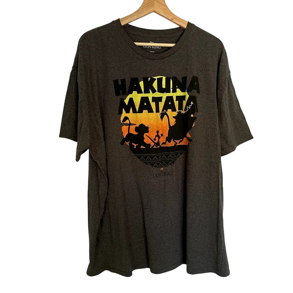 Disney The Lion King Hakuna Matata gray men's short sleeved t-shirt size XXL
